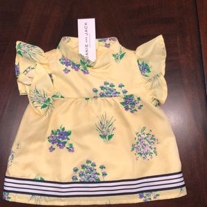 Yellow flowered Janie and Jack baby blouse 3-6mo